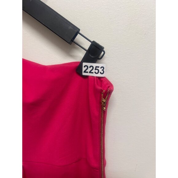 Hot Pink One-Shoulder Cutout Maxi Dress With Thigh-High Slit & Side Zipper Closu - Picture 5 of 7